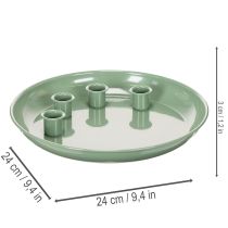 Artículo Plato para velas Corona de Adviento verde con cuatro portavelas 24cm