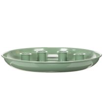 Artículo Plato para velas Corona de Adviento verde con cuatro portavelas 24cm