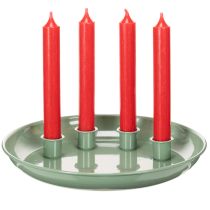 Artículo Plato para velas Corona de Adviento verde con cuatro portavelas 24cm