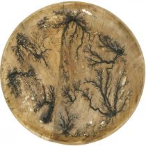 Artículo Plato decorativo madera natural, dorado efecto craquelado mango madera Ø30
