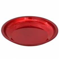Artículo Plato decorativo de metal rojo efecto esmalte Ø23cm