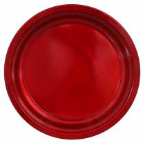 Artículo Plato decorativo de metal rojo efecto esmalte Ø38cm