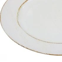 Artículo Plato decorativo redondo plástico retro blanco marrón brillo Ø30cm