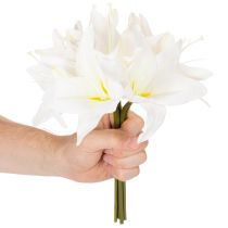 Artículo Flores artificiales de lirio tigre blanco para jarrones y arreglos florales, ramo de 6 unidades de 29 cm.