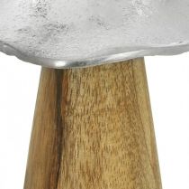 Decoración de mesa seta deco metal madera plata seta de madera H10cm