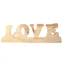 Artículo Decoración de mesa de madera "Love" de madera de sauce, acabado natural, 60x19cm, estilo rústico.