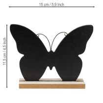 Artículo Decoración de mesa de madera decoración mariposa negro natural 15cm 6 piezas