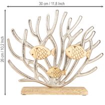 Artículo Decoración de mesa náutica, decoración coral, pez, madera, metal, L30cm