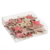 Artículo Decoración de mesa estrellas madera Navidad 3 colores Ø3–5cm 48 piezas