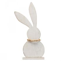 Artículo Decoración de mesa conejito de pascua standee madera blanco/naturaleza H27cm 2pcs