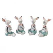 Artículo Decoración de mesa Conejito de Pascua niños blanco azul rosa 8,5cm 4ud