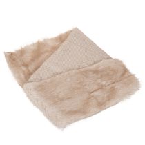 Artículo Camino de mesa beige con superficie de piel sintética a modo de banda de piel, 24x140cm