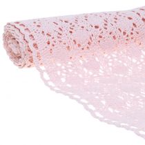 Camino de mesa crochet encaje rosa 30cm x 140cm