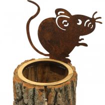 Maceta de madera macetero imitación madera ratón óxido H24cm
