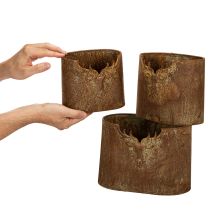Artículo Juego de 3 macetas ovaladas de metal con diseño rústico de ciervo, 24 cm.