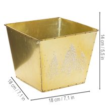Artículo Maceta metálica con motivo de abeto brillante, 18 cm.