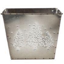 Artículo Maceta cuadrada de metal con motivo de abeto, 18 cm.