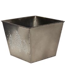 Artículo Maceta cuadrada de metal con motivo de abeto, 18 cm.