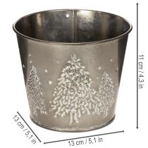 Artículo Maceta metálica con abetos brillantes, 13 cm