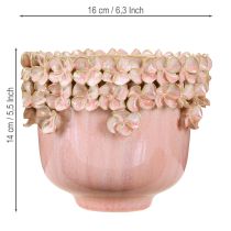 Artículo Maceta Cerámica Rosa – Elegante macetero con decoración floral Ø16cm
