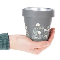 Artículo Maceta con estampado de margaritas para un diseño de interiores elegante, 11 cm, 4 piezas