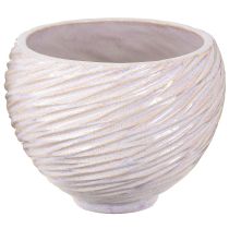 Artículo Macetero de cerámica color crema y rosa – Macetero decorativo moderno con diseño de ranuras Ø15cm 2 uds.