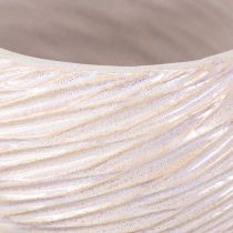 Artículo Macetero de cerámica color crema y rosa – Macetero decorativo moderno con diseño de ranuras Ø15cm 2 uds.