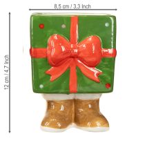 Artículo Maceta de cerámica regalo de Navidad con pies H11,5cm 2 uds