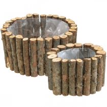 Macetero redondo ramas de abedul natural Ø14/20cm juego de 2