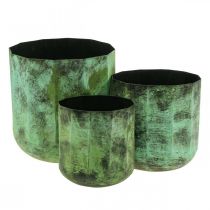 Macetero verde metal maceta Ø26cm/20cm/16cm set de 3