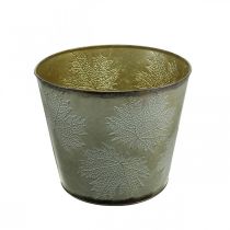 Artículo Macetero, decoración de otoño, recipiente de metal con hojas doradas Ø25.5cm H22cm