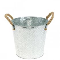 Macetero decorativo de metal, macetero con estampado de flores, recipiente de metal para plantar Ø20,5cm