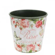 Artículo Jardinera, cubeta para plantar, jardinera con rosa H13cm Ø13.5cm