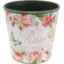 Artículo Jardinera, cubeta para plantar, jardinera con rosa H13cm Ø13.5cm