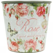 Artículo Jardinera, cubeta para plantar, jardinera con rosa H13cm Ø13.5cm