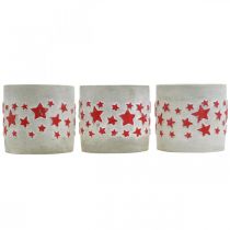 Artículo Decoración de cerámica con motivo de estrella, jardinera, aspecto cemento, decoración de Adviento Ø10.5cm H9.5cm 3ud