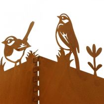 Macetero, decoración de metal con pájaros, macetero, pátina de primavera Al. 15,5 cm