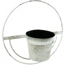 Artículo Macetero shabby chic decoración pared metal blanco con suspensión Ø37cm