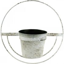 Artículo Macetero shabby chic decoración pared metal blanco con suspensión Ø37cm