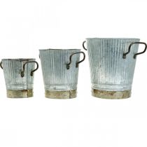 Artículo Jardinera metal con asas decoración vintage Ø26/20/17cm juego de 3