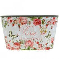 Artículo Maceta con rosas, recipiente decorativo, bandeja para flores 21,5 cm / 18,5 cm, juego de 2