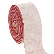 Artículo Bisagra para maceta bicolor hecha de 100% lana como cinta decorativa de fieltro, blanco/rojo, 7,5 cm de ancho, 5 m de largo.