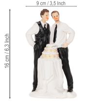Artículo Adorno para tarta de una pareja de hombres con tarta, 16,5 cm.