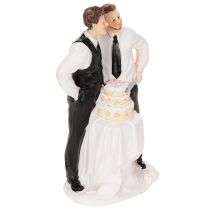 Artículo Adorno para tarta de una pareja de hombres con tarta, 16,5 cm.