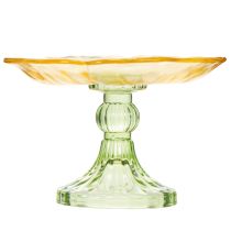 Artículo Plato decorativo de cristal con pie, diseño floral, ideal para presentaciones festivas, 15 cm.