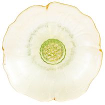 Artículo Plato decorativo de cristal con pie, diseño floral, ideal para presentaciones festivas, 15 cm.