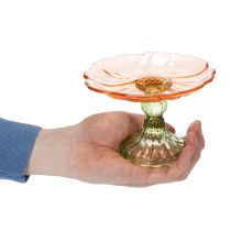 Artículo Plato decorativo de cristal con pie, diseño floral para decoración de mesa con estilo y decoración de verano, 15 cm