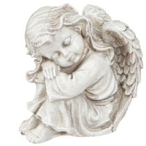 Artículo Figura decorativa de ángel de luto sentado color crema 6,5×5×7,5cm 2 piezas