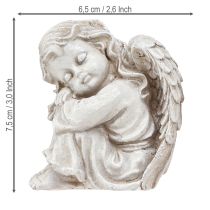 Artículo Figura decorativa de ángel de luto sentado color crema 6,5×5×7,5cm 2 piezas