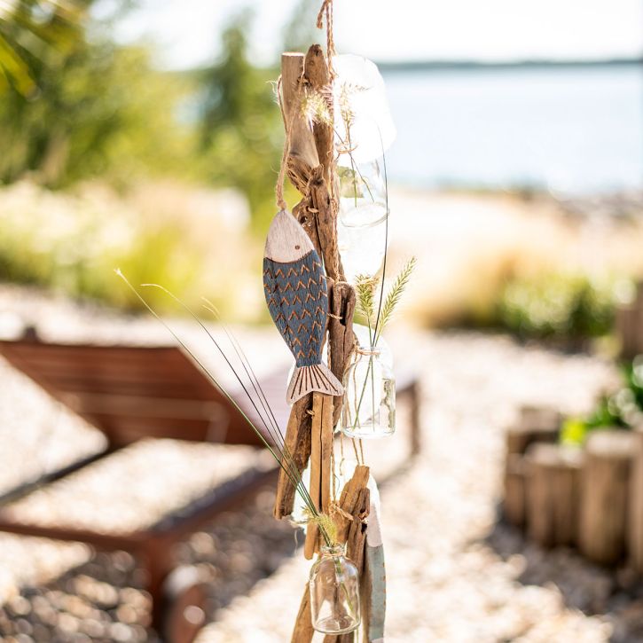 Artículo Guirnalda de madera flotante decoración marítima de madera flotante con jarrones de vidrio 70cm